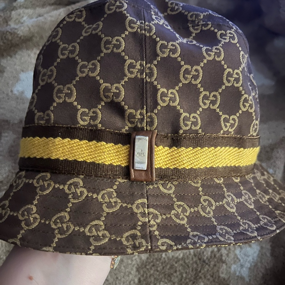 Gucci Signature Brown and Gold Bucket Hat